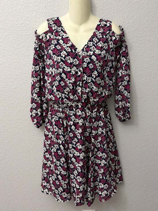 Banana Republic Dresses & Skirts - Banana Republic Navy Floral Cold Shoulder V-Neck Long Sleeve Dress Size 6